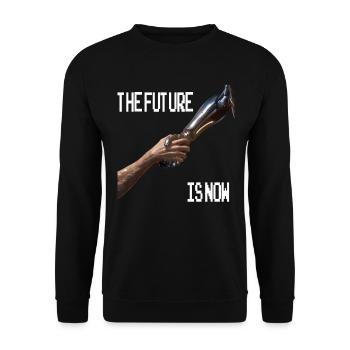 The Future is now Robot Robotic Science AI - Unisex Pullover - Schwarz - Vorne - Alina (178cm) & Michal (187cm)