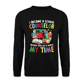 I Became A School Counselor Schulberater - Unisex Pullover - Schwarz - Vorne - Alina (178cm) & Michal (187cm)