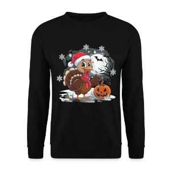 Thanksgiving Truthahn Weihnachten - Unisex Pullover - Schwarz - Vorne - Alina (178cm) & Michal (187cm)