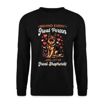 Funny German Shepherd Lover Dog Owner - Unisex Pullover - Schwarz - Vorne - Alina (178cm) & Michal (187cm)