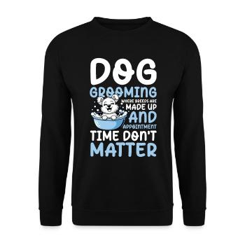 Dog Grooming Where Breeds Are Made Up für einen - Unisex Pullover - Schwarz - Vorne - Alina (178cm) & Michal (187cm)