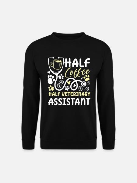 Half Coffee Half Veterinary Assistant - Unisex Pullover - Schwarz