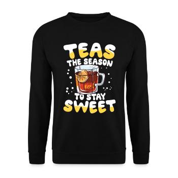Teas The Season To Stay Sweet für einen - Unisex Pullover - Schwarz - Vorne - Alina (178cm) & Michal (187cm)