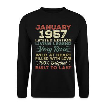 January 1957 birthday - January 1957, January 1957 - Unisex Sweatshirt - black - Front - Alina (178cm) & Michal (187cm)