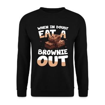 When In Doubt Eat A Brownie Out für einen - Unisex Pullover - Schwarz - Vorne - Alina (178cm) & Michal (187cm)