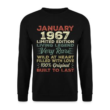 Anniversaire de Janvier 1967 - Janvier 1967, Janvier 1967 - Sweat-shirt Unisexe - noir - Devant - Alina (178cm) & Michal (187cm)
