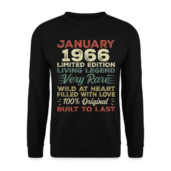 Anniversaire de Janvier 1966 - Janvier 1966, Janvier 1966 - Sweat-shirt Unisexe - noir - Devant - Alina (178cm) & Michal (187cm)