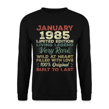 Anniversaire de Janvier 1985 - Janvier 1985, Janvier 1985 - Sweat-shirt Unisexe - noir - Devant - Alina (178cm) & Michal (187cm)