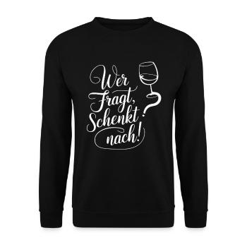 Wer fragt schenkt nach - Unisex Pullover - Schwarz - Vorne - Alina (178cm) & Michal (187cm)