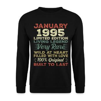 Janvier 1995 Anniversaire - Janvier 1995, Janvier 1995 - Sweat-shirt Unisexe - noir - Devant - Alina (178cm) & Michal (187cm)
