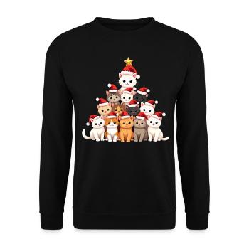 Arbre De Noël, Noël, Chats, Noël - Sweat-shirt Unisexe - noir - Devant - Alina (178cm) & Michal (187cm)