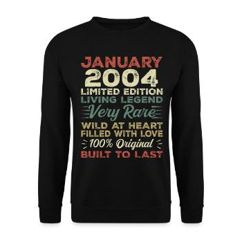 Januar 2004 Geburtstag - Januar 2004, January 2004 - Unisex Pullover - Schwarz - Vorne - Alina (178cm) & Michal (187cm)