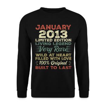 Janvier 2013 Anniversaire - Janvier 2013, Janvier 2013 - Sweat-shirt Unisexe - noir - Devant - Alina (178cm) & Michal (187cm)