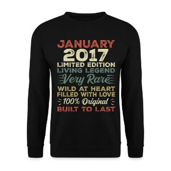 Januar 2017 Geburtstag - Januar 2017, January 2017 - Unisex Pullover - Schwarz - Vorne - Alina (178cm) & Michal (187cm)