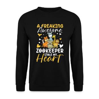 Awesome Zookeeper für Zoowärter Zoologe - Unisex Pullover - Schwarz - Vorne - Alina (178cm) & Michal (187cm)