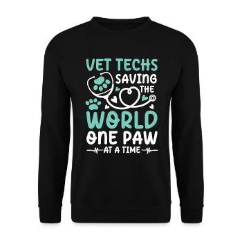 Vet Techs Saving The World One Paw At A Time - Unisex Pullover - Schwarz - Vorne - Alina (178cm) & Michal (187cm)