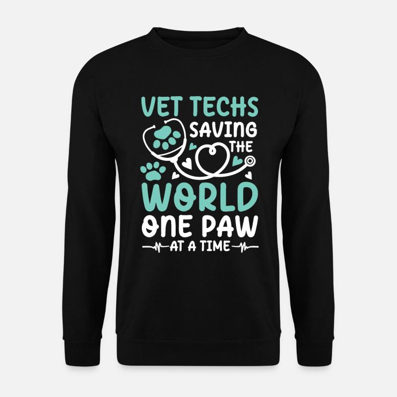 Vet Techs Saving The World One Paw At A Time - Unisex Pullover - Schwarz
