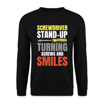 Screwdriver Stand-Up Turning Screws für einen - Unisex Pullover - Schwarz - Vorne - Alina (178cm) & Michal (187cm)