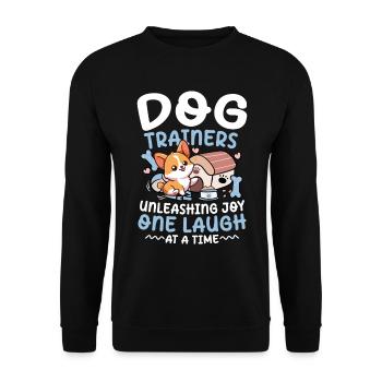 Dog trainers Unleashing Joy One Laugh At A Time - Unisex Pullover - Schwarz - Vorne - Alina (178cm) & Michal (187cm)
