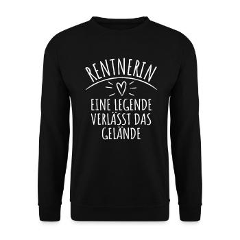 Rentnerin eine Legende verlässt das Gelände - Unisex Pullover - Schwarz - Vorne - Alina (178cm) & Michal (187cm)