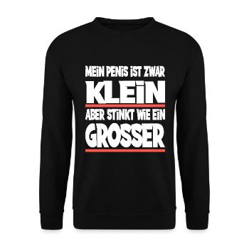 Mein Penis ist zwar klein - Unisex Pullover - Schwarz - Vorne - Alina (178cm) & Michal (187cm)