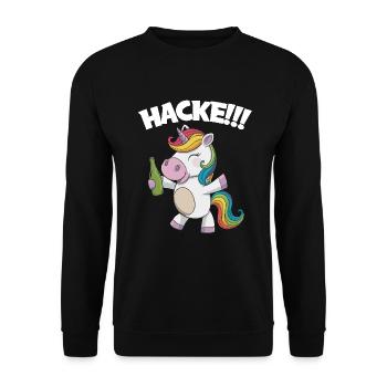 Saufendes Einhorn Hacke für eine Party - Unisex Pullover - Schwarz - Vorne - Alina (178cm) & Michal (187cm)