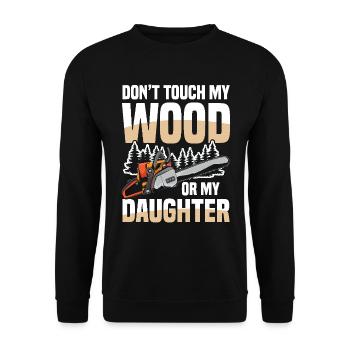 Kettensäge Kettensägen Spruch - Unisex Pullover - Schwarz - Vorne - Alina (178cm) & Michal (187cm)
