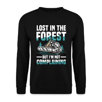 Lost In The Forest für einen Waldarbeiter - Unisex Pullover - Schwarz - Vorne - Alina (178cm) & Michal (187cm)