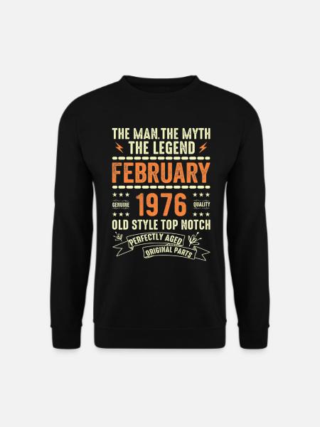 Februar 1976 - Februar 1976 Jahrestag Februar 1976 - Unisex Pullover - Schwarz