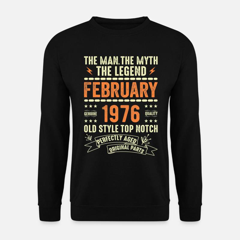 Februar 1976 - Februar 1976 Jahrestag Februar 1976 - Unisex Pullover - Schwarz