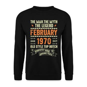 Février 1970 - Février 1970 Anniversaire Février 1970 - Sweat-shirt Unisexe - noir - Devant - Alina (178cm) & Michal (187cm)