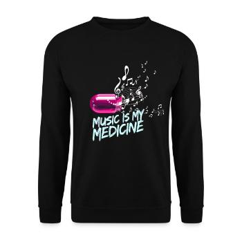 Musik ist meine Medizin für Musikliebhaber - Unisex Pullover - Schwarz - Vorne - Alina (178cm) & Michal (187cm)
