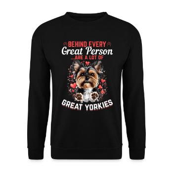Yorkshire Terrier Propriétaire d’un chien Yorkie - Sweat-shirt Unisexe - noir - Devant - Alina (178cm) & Michal (187cm)