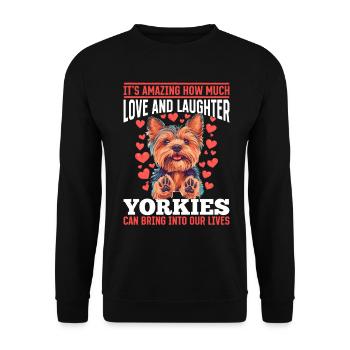 Yorkshire Terrier Propriétaire d’un chien Yorkie - Sweat-shirt Unisexe - noir - Devant - Alina (178cm) & Michal (187cm)