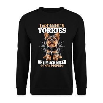Yorkshire Terrier Propriétaire d’un chien Yorkie - Sweat-shirt Unisexe - noir - Devant - Alina (178cm) & Michal (187cm)