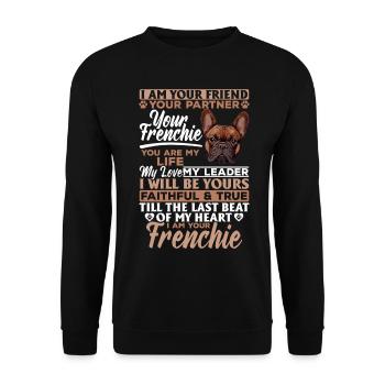 Bouledogue français Frenchie Propriétaire de chien - Sweat-shirt Unisexe - noir - Devant - Alina (178cm) & Michal (187cm)