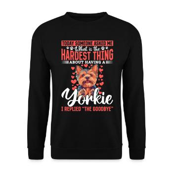 Yorkshire Terrier Propriétaire d’un chien Yorkie - Sweat-shirt Unisexe - noir - Devant - Alina (178cm) & Michal (187cm)