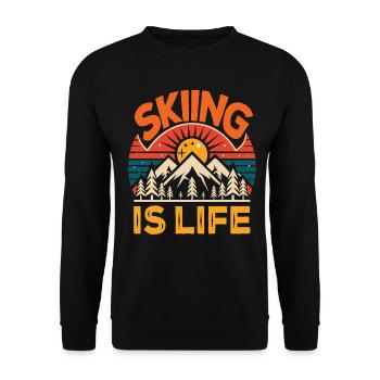 Skiing is Life - Ski, Après Ski, Winter Sports - Unisex Sweatshirt - black - Front - Alina (178cm) & Michal (187cm)