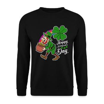Bonne Saint-Patrick - Trèfle - Leprechaun - Sweat-shirt Unisexe - noir - Devant - Alina (178cm) & Michal (187cm)