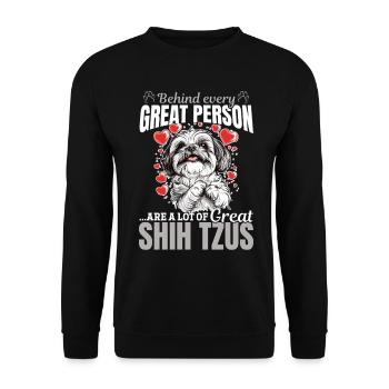 Propriétaire de chien Shih Tzu - Sweat-shirt Unisexe - noir - Devant - Alina (178cm) & Michal (187cm)