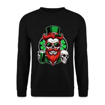 Crâne de lutin - Saint-Patrick - Irlande - Sweat-shirt Unisexe - noir - Devant - Alina (178cm) & Michal (187cm)