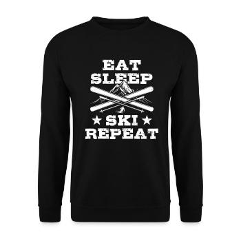 Eat Sleep Ski Repeat - Ski - Ski - Unisex Sweatshirt - black - Front - Alina (178cm) & Michal (187cm)