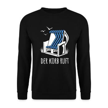 Der Korb ruft - Strandkorb - Meer - Urlaub - Unisex Pullover - Schwarz - Vorne - Alina (178cm) & Michal (187cm)