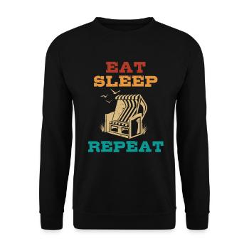 Manger Dormir Chaise De Plage Répéter, Plage, Vacances, Mer - Sweat-shirt Unisexe - noir - Devant - Alina (178cm) & Michal (187cm)