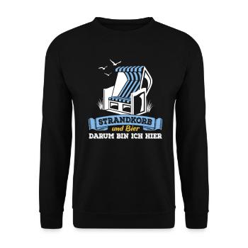Strandkorb & Bier - darum bin ich hier - Unisex Pullover - Schwarz - Vorne - Alina (178cm) & Michal (187cm)
