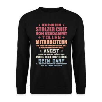 Ein stolzer chef von verdammt tollen mitarbeitern - Unisex Pullover - Schwarz - Vorne - Alina (178cm) & Michal (187cm)