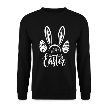 Happy Easter - Osterhase - Osterei - Geschenk - Unisex Pullover - Schwarz - Vorne - Alina (178cm) & Michal (187cm)