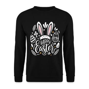 Happy Easter - Osterhase - Osterei - Geschenk - Unisex Pullover - Schwarz - Vorne - Alina (178cm) & Michal (187cm)