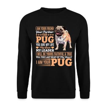 Mignon propriétaire de chien carlin - Sweat-shirt Unisexe - noir - Devant - Alina (178cm) & Michal (187cm)