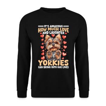 Yorkshire Terrier Propriétaire d’un chien Yorkie - Sweat-shirt Unisexe - noir - Devant - Alina (178cm) & Michal (187cm)